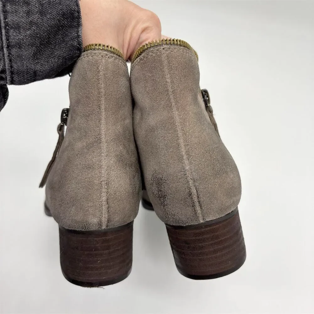 Jeffrey Campbell Crockett Ankle Boots Size 7 Gray Suede‎ Leather Zipper Western